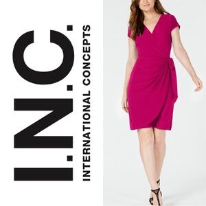 INC 🩷 Women's Fuchsia Midi Wrap Dress